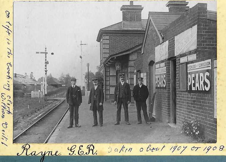 William Veitch (left) at Rayne Railway Station - Image for non-script visitors
